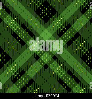 grünen Tartan Stoff Textur Muster mit diagonalen Streifen nahtloser Vektor-illustration Stock Vektor