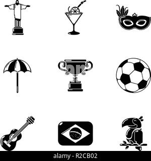 Zentrum von Brasilien Symbole, einfachen Stil Stock Vektor