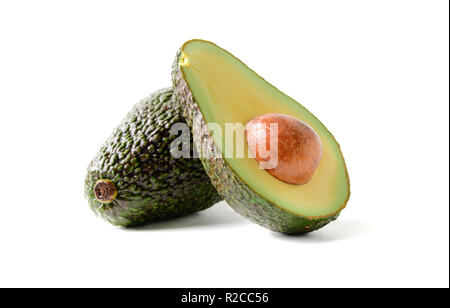 Frische Avocado. Scheiben Avocado Obst auf weißem Hintergrund, Stockfoto