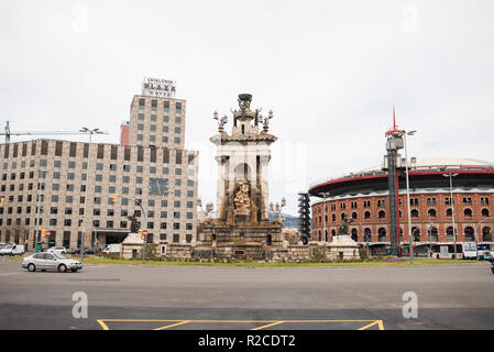 Barcelona, Spanien - 18. März 2018: Barcelona, Spanien. Plaza de Espana. Stockfoto