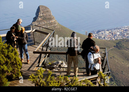 Verschiedene Aktivitäten am Tafelberg, Kapstadt, Südafrika. Stockfoto