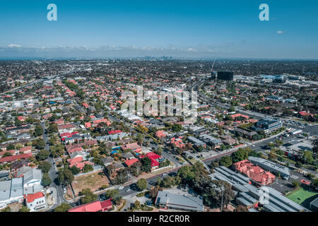 Luftbild des städtischen Gebiet in Oakleigh Vorort in Melbourne, Australien Stockfoto