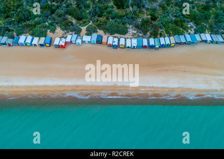 Iconic Strandhütten in Melbourne, Australien - Luftbild Stockfoto