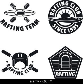 Rafting Kajak logo Wasser Kanu Symbole gesetzt. Einfache Abbildung: 4 rafting Kajak logo Wasser Kanu Vector Icons für Web Stock Vektor