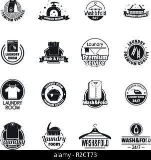 Wäscheservice logo service Symbole gesetzt. Einfache Abbildung: 16 Wäscheservice logo service Vector Icons für Web Stock Vektor