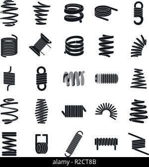 Spiralfeder kabel Symbole gesetzt. Einfache Abbildung von 25-Spulenfeder kabel Vector Icons für Web Stock Vektor