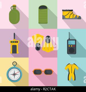 Tauchen Symbole gesetzt. Flache Set von 9 Tauchen Vector Icons für Web auf weißem Hintergrund Stock Vektor