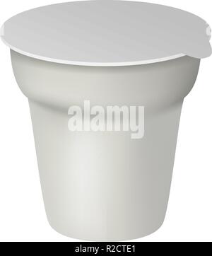 Joghurt box mockup. Realistische Abbildung von Joghurt box Vektor Mockup für Web Design auf weißem Hintergrund Stock Vektor