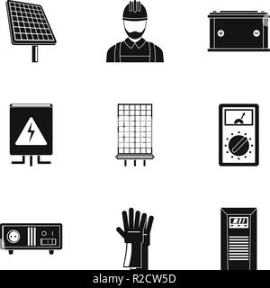 Elektriker Symbole gesetzt. Einfacher Satz von 9 Elektriker Vector Icons für Web auf weißem Hintergrund Stock Vektor