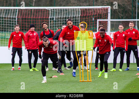 Cardiff, Wales. 15. November 2018. Wales Gareth Bale Züge vor Ihrer bevorstehenden freundlich gegen Albanien. Lewis Mitchell/YCPD. Quelle: Lewis Mitchell/Alamy leben Nachrichten Stockfoto