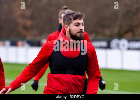 Cardiff, Wales. 15. November 2018. Wales Zug vor Ihrer bevorstehenden freundlich gegen Albanien. Lewis Mitchell/YCPD. Quelle: Lewis Mitchell/Alamy leben Nachrichten Stockfoto