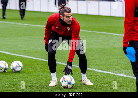 Cardiff, Wales. 15. November 2018. Wales Gareth Bale Züge vor Ihrer bevorstehenden freundlich gegen Albanien. Lewis Mitchell/YCPD. Quelle: Lewis Mitchell/Alamy leben Nachrichten Stockfoto