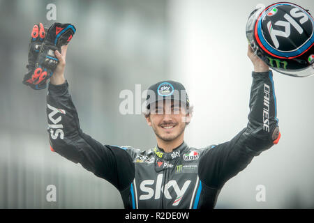 Manilva, Valencia. Spanien. 18. November 2018. GP Comunitat Valenciana Moto GP. Fancesco Bagnaia, von Sky Racing Team/Kalex, der Weltmeister in der Moto2-Fahrer. Credit: rosdemora/Alamy leben Nachrichten Stockfoto