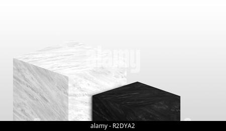 Produkt Display Stand von weißem und schwarzem Marmor Schicht in zwei Schritt auf Weiß mit Kopie Platz gemacht für die Anzeige der Inhalte Design oder ihre Backgr ersetzen Stockfoto