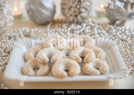 Weihnachten vanille Mutter Crescent cookies Stockfoto