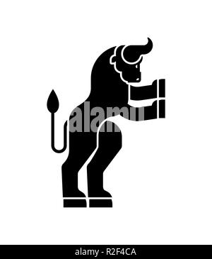 Minotaurus Wappentier Silhouette. Mann mit Stierkopf. Fantastische Tier. Monster für Wappen. Heraldik design Element. Stock Vektor