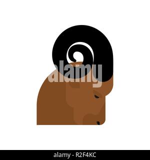 Ram Head isoliert. Gehörnte Schafe Gesicht. Farm Animal Stock Vektor