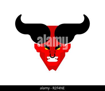 Asmodeus Teufel mit Hörnern Kopf. Beelzebub Herr der Finsternis. Luzifer boss Hölle. Red daemon Gesicht. Gehörnte Satan Schnauze. Stock Vektor