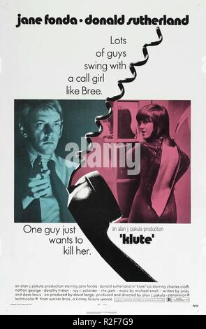 Klute Jahr: 1971 Regie: Alan J. flog Pakula Donald Sutherland, Jane Fonda Film Poster (USA) Stockfoto