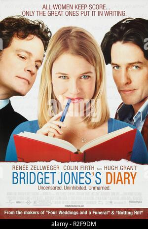 Bridget Jones - Schokolade zum Frühstück Jahr: Jahr: 2001 Großbritannien/USA Regie: Sharon Maguire Colin Firth, Renee Zellweger, Hugh Grant Movie Poster (USA) Stockfoto