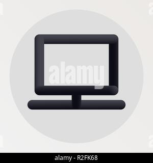 Computer Monitor blended fetten schwarzen Symbol Leitung. Vector Illustration der Monitor Form Flüssigkeit Piktogramm in einem Kreis auf weißem Hintergrund für Ihr Design Stock Vektor
