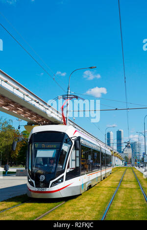 Straßenbahn, Prospekt Mira, Ostankinsky District, Moskau, Russland Stockfoto