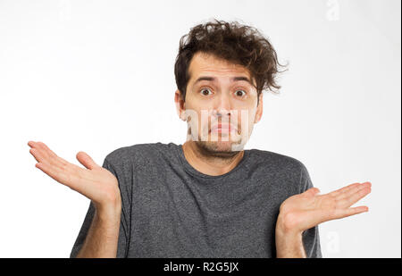 Besorgt schöner Mann suchen in Mimik Stockfoto