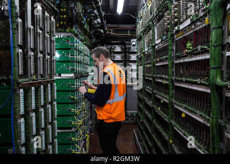 Earl's Court London Underground Station obere Relais Zimmer, Signalisierung control room, London, England, Großbritannien Stockfoto