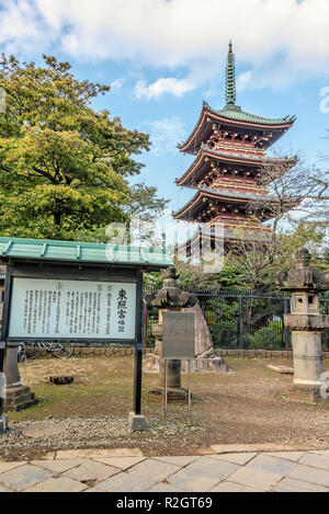 Toeizan Kan'ei-ji Endon-in fünfstöckige Pagode im Ueno Park, Tokyo, Japan Stockfoto