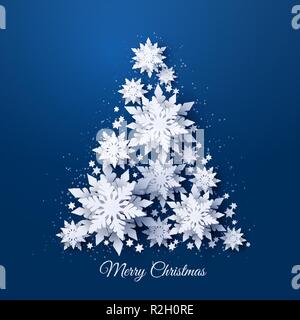Weihnachtsbaum aus Papier Schneeflocken Stock Vektor