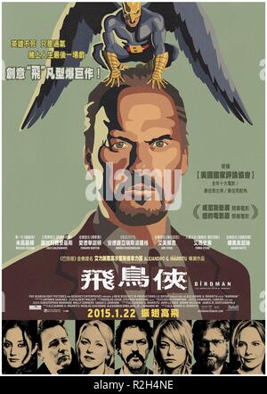 Birdman Jahr: 2014 USA/Kanada Regie: Alejandro Gonzalez Inarritu Filmplakat (China) Oscar bester Film 2015 Stockfoto