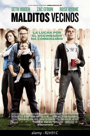 Nachbarn-Jahr: 2014 USA Regie: Nicholas Stoller Rose Byrne, Seth Rogen, Zac Efron Filmplakat (Sp) Stockfoto