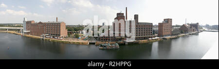 Innenhafen in Duisburg. Stockfoto