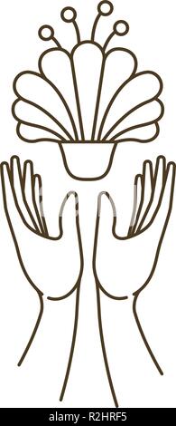 Open Hands mit Blume isolierte Symbol Stock Vektor