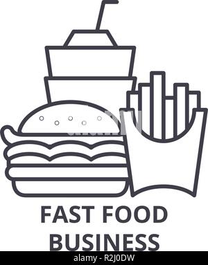 Fast food business line Symbol Konzept. Fast food business Vector Linear Abbildung, Symbol, Zeichen Stock Vektor