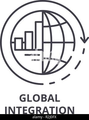 Globale Integration Symbol Leitung Konzept. Globale Integration Vector Linear Abbildung, Symbol, Zeichen Stock Vektor