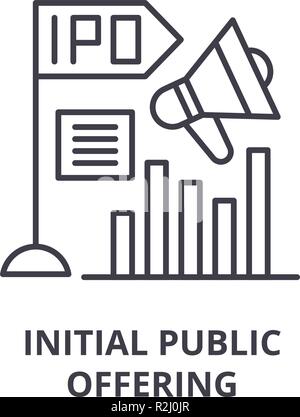 Initial Public Offering Symbol Leitung Konzept. Initial Public Offering Vector Linear Abbildung, Symbol, Zeichen Stock Vektor