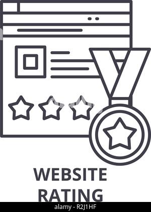 Website rating Symbol Leitung Konzept. Website rating Vector Linear Abbildung, Symbol, Zeichen Stock Vektor