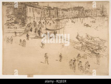 Der Riva, Nr. 2. Künstler: James McNeill Whistler (Amerikanische, Lowell, Massachusetts 1834-1903 London). Abmessungen: Platte: 8 1/4 × 11 15/16 in. (21 × 30,4 cm) Blatt: 8 1/4 × 11 15/16 in. (21 × 30,4 cm). Serie/Portfolio: Zweite Venedig ('eine Reihe von Twenty-Six Radierungen von James A. McN. Whistler", 1886). Datum: 1879-80. Museum: Metropolitan Museum of Art, New York, USA. Stockfoto