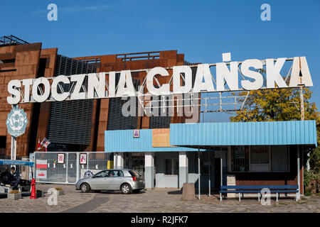 Oktober 2018, Danzig, Polen: Historische tor Numer 2, Eingang zur Danziger Werft, wo im August 1980 massive Streik begonnen hat und Anfang von Soli Stockfoto