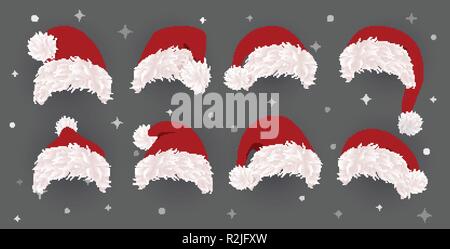 Satz von Santa Hut, Vector Icons. Vorlage für Weihnachten Fotografie und Grußkarte. Vector Illustration. Stock Vektor