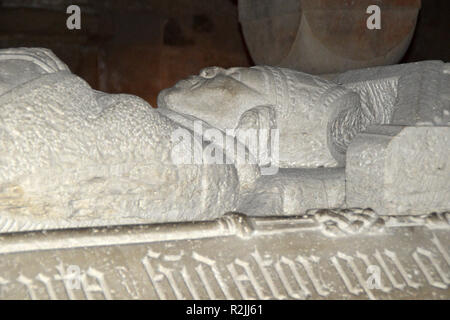 Lund, Schweden. 7. November 2018. Krypta in der Kathedrale von Lund. Stockfoto