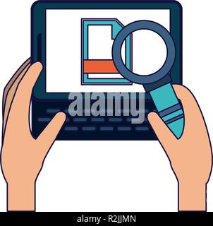 Hände mit Tablet Kontrolle document Vector Illustration graphic design Stock Vektor