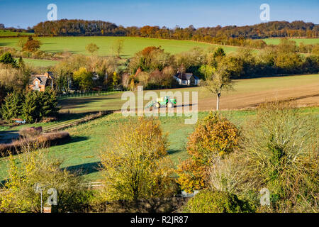 Herbst Ernte spritzen, Arkesden, Essex, November 2018 Stockfoto