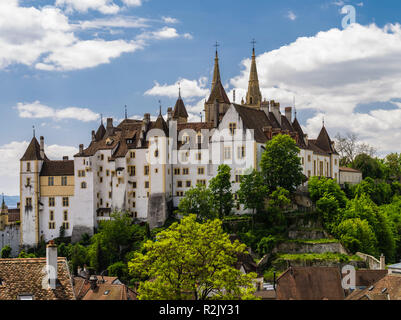 Neuenburg schloss im Kanton mit dem gleichen Namen Stockfoto