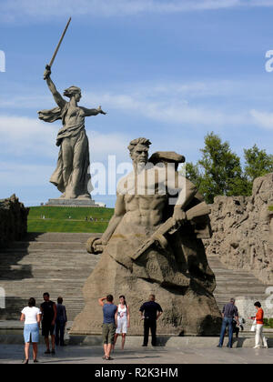 Russland, Wolgograd, Mamayev Hill, Denkmal, Schlacht von Stalingrad, von September 1942 bis Februar 1943, riesige Statue "Die Heimat ruft", Soldaten der Roten Armee, Stockfoto