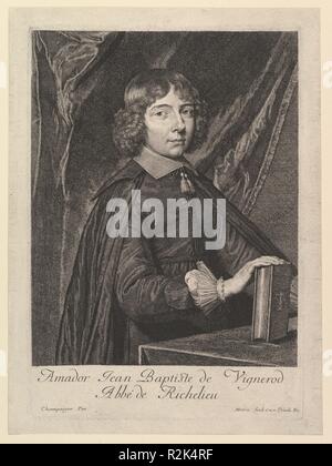 Amador Jean-Baptiste de Vignerod, Abbe de Richelieu. Artist: Jean Morin (Französisch, Paris Ca. 1605-1650 Paris); Nach Philippe de Champaigne (Französisch, Brüssel 1602-1674 Paris). Maße: Blatt: 12 3/8 x 9 1/8 in. (31,4 x 23,2 cm) Bild: 11 1/4 x 7 7/8 in. (28,5 x 20 cm). Museum: Metropolitan Museum of Art, New York, USA. Stockfoto