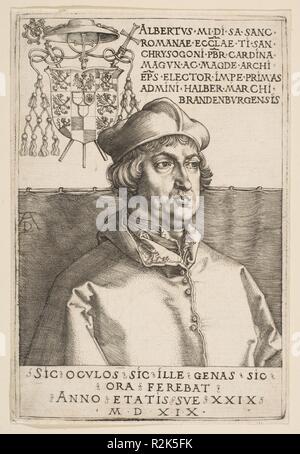 Kardinal Albrecht von Brandenburg. Künstler: Albrecht Dürer (Deutsch, Nürnberg 1471-1528 Nürnberg). Maße: Blatt: 6 × 4. (15,2 × 10,2 cm). Sitter: Porträt des Kardinal Albrecht von Brandenburg (1490-1545). Datum: 1519. Museum: Metropolitan Museum of Art, New York, USA. Stockfoto