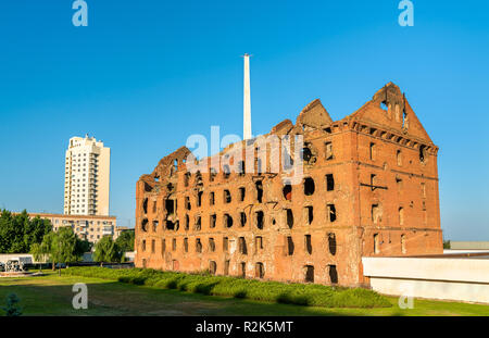 Der Gerhardt Mühle während der Schlacht von Stalingrad ruiniert. Wolgograd, Russland Stockfoto