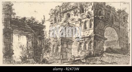 Platte11: Tempel des Janus (Tempio di Giano) aus der Serie "Antichita Romana'. Artist: Giovanni Battista Piranesi (Italienisch, Mogliano Veneto Rom 1720-1778). Abmessungen: Platte: 5 3/16 x 10 1/2 in. (13,2 × 26,6 cm) Blatt: 12 11/16 x 18 7/8 in. (32,2 × 48 cm). Serie/Portfolio: Antichità Romane de' Tempi della Repubblica, e de' primi Imperatori (Römische Antike von der Zeit der Republik und der erste Kaiser). Datum: Ca. 1748. Museum: Metropolitan Museum of Art, New York, USA. Stockfoto